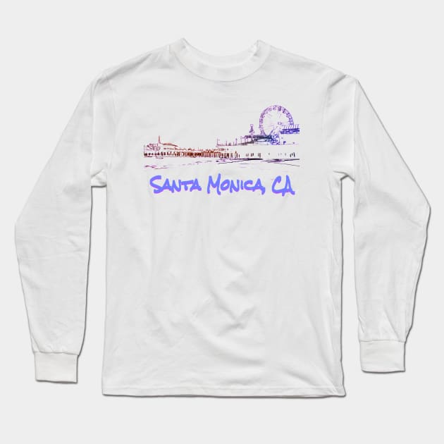 Santa Monica, CA Silhouette Long Sleeve T-Shirt by Christine aka stine1